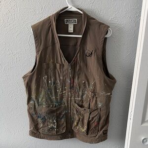 Duluth Trading Co Brown Vest with Paint Splatter